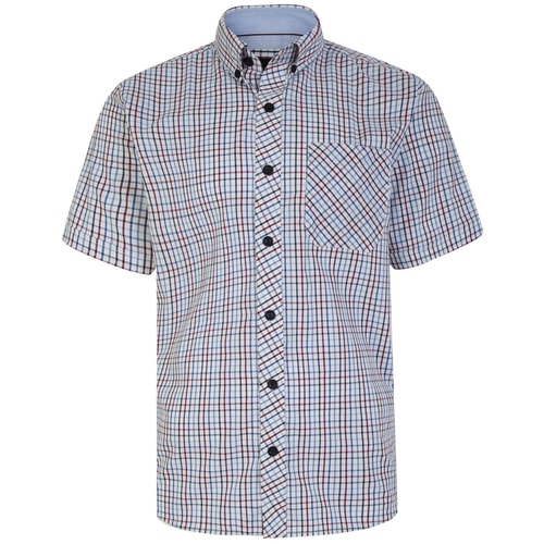 KAM Premium Stretch Mini Check Shirt White